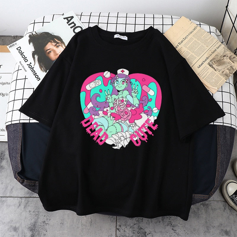 Kawaii Pastel Ink Print T-shirts - Grlfriend Club