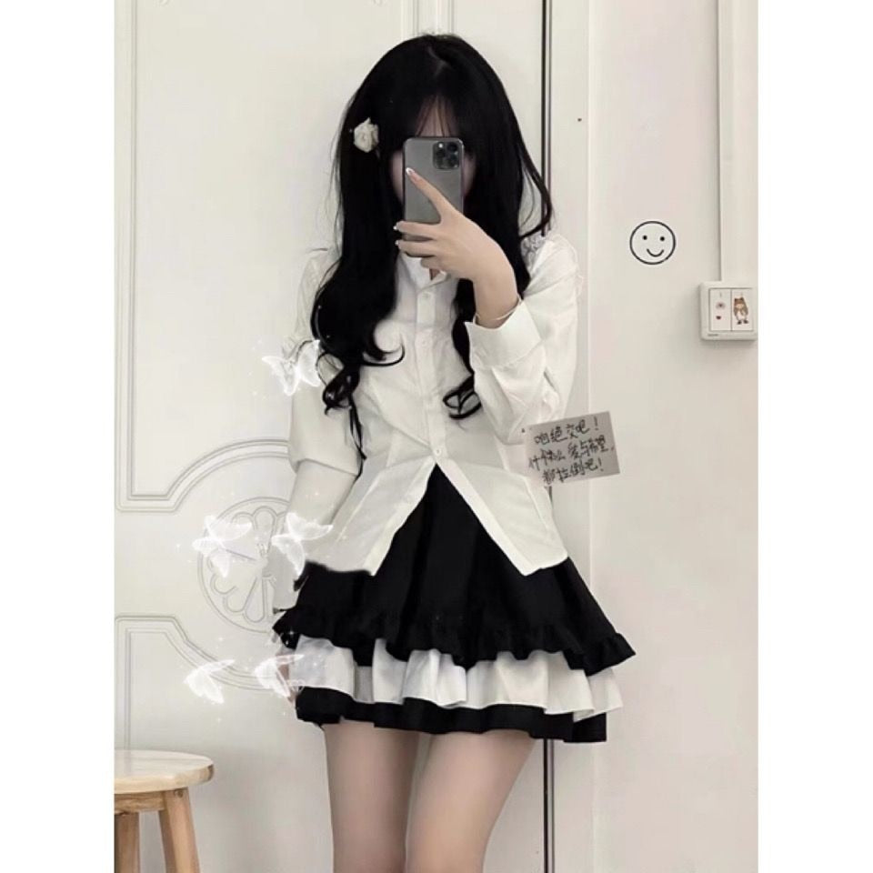 Black and White Layered Skirt - Grlfriend Club