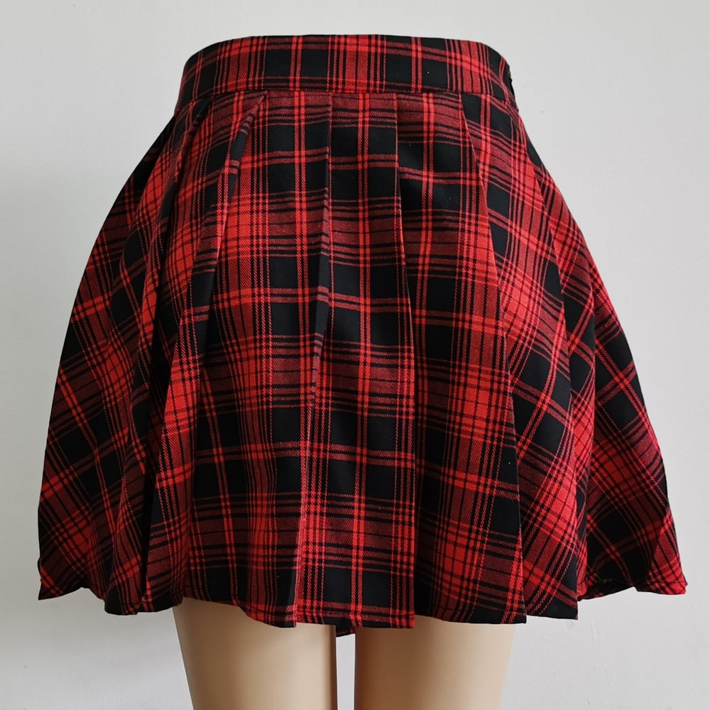 Strappy Asymmetrical Plaid Skirt - Grlfriend Club