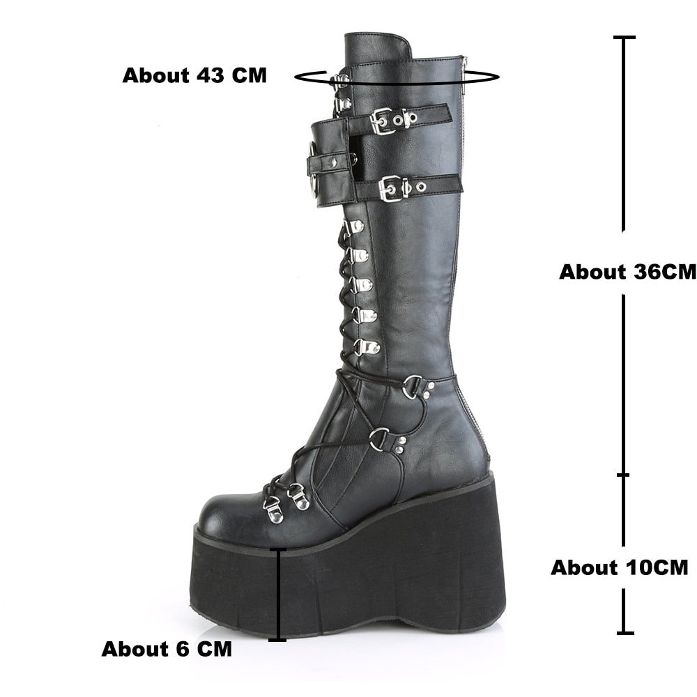 Punk Wedge Platform Boots - Grlfriend Club