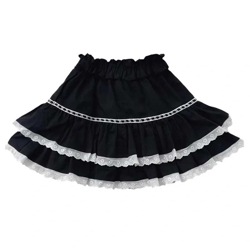 Sweet Lolita Black Ruffled Skirt - Grlfriend Club