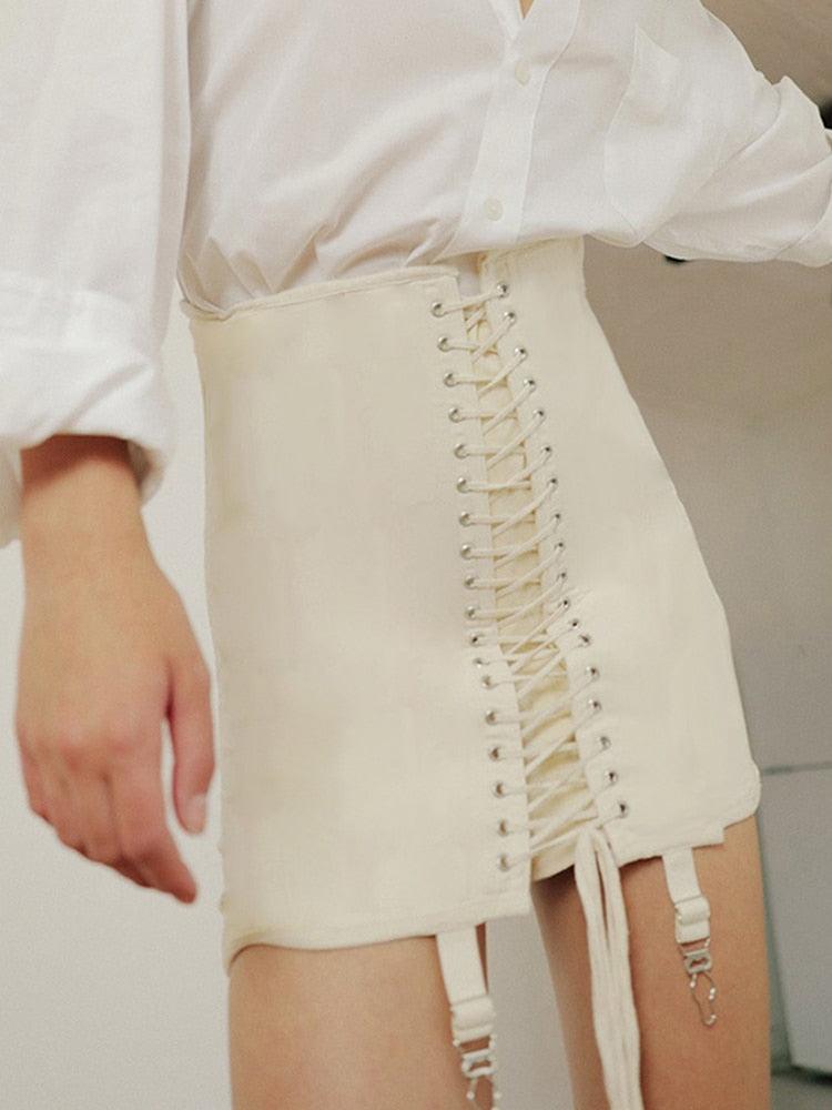 Lace-up Mini Skirt - Grlfriend Club