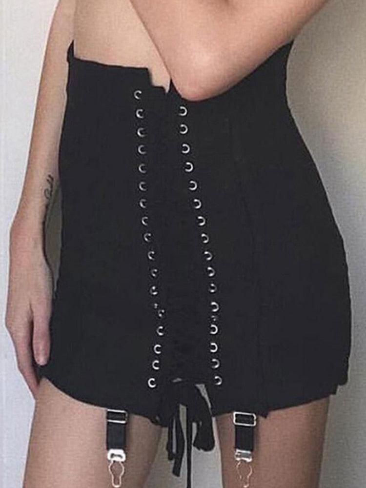 Lace-up Mini Skirt - Grlfriend Club