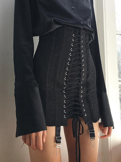 Lace-up Mini Skirt - Grlfriend Club