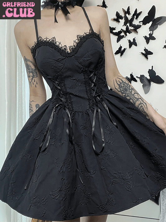 Lace Trim Little Black Dress - Grlfriend Club