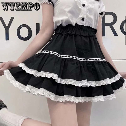 Sweet Lolita Black Ruffled Skirt - Grlfriend Club