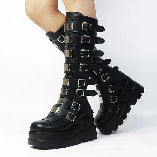 Buckled Knee High Boots - Grlfriend Club