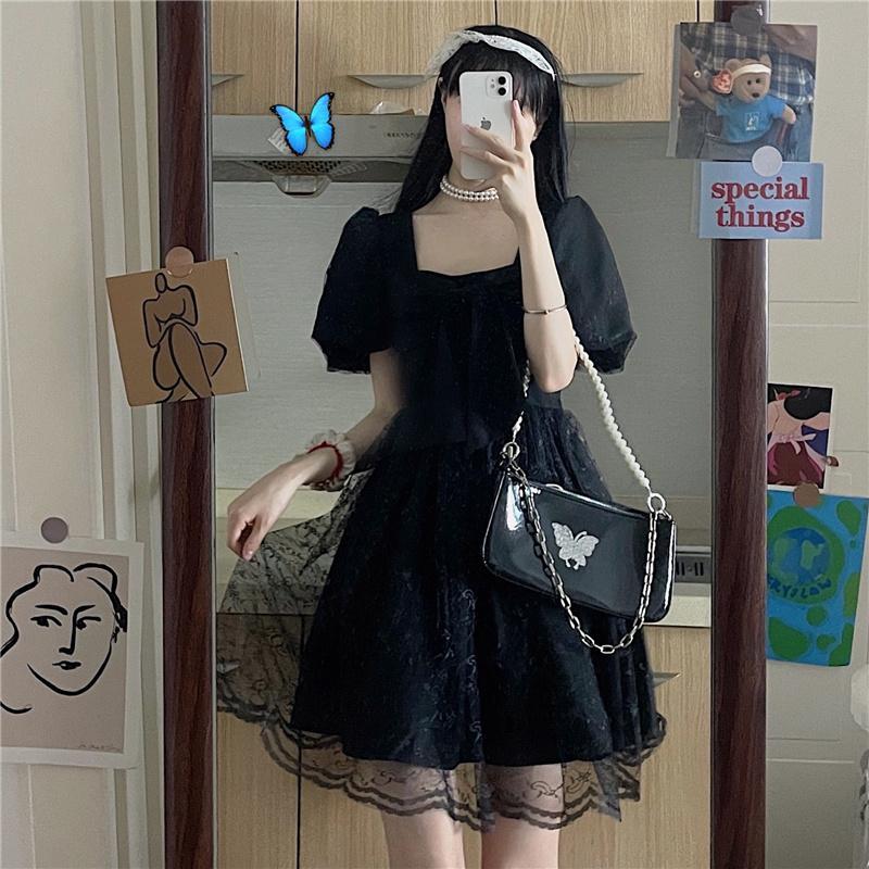 Vintage Black Dress with Bow - Grlfriend Club