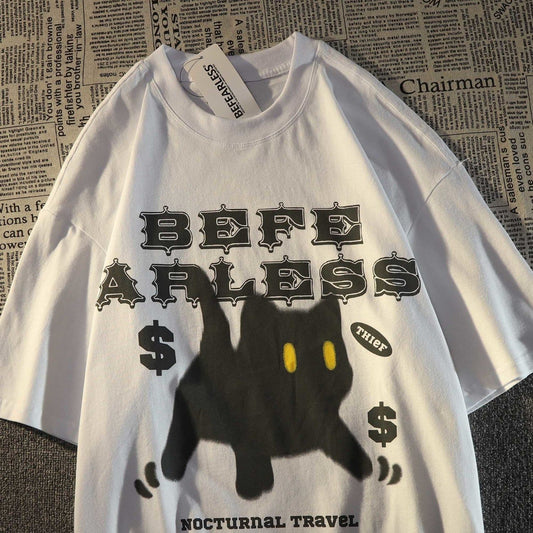 Black Cat Printed T-shirt - Grlfriend Club
